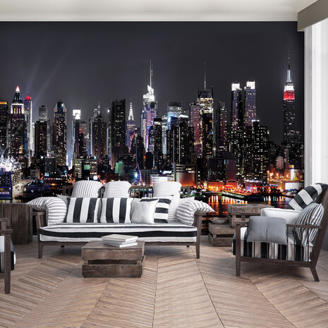 New York By Night Photo Wallpaper Mural 1309P8