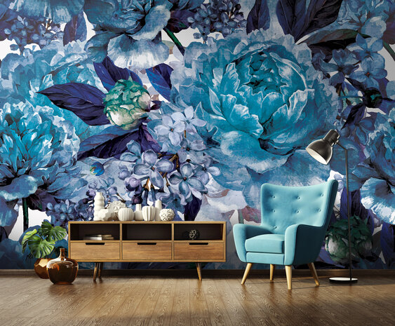 Blue Flowers Photo Wall Mural 13531P8