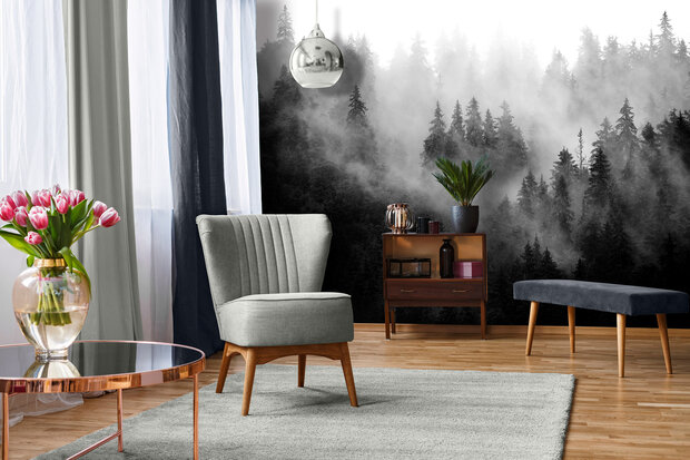 Foggy Forest Photo Wall Mural 13564P8