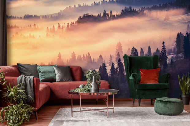 Foggy Forest Photo Wall Mural 13572P8