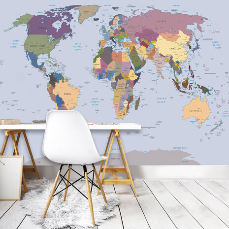 World Map Photo Wallpaper Mural 2142P8