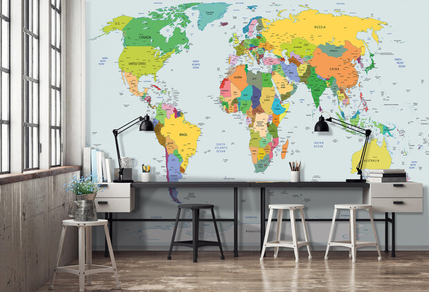 World Map Photo Wallpaper Mural 2644P8