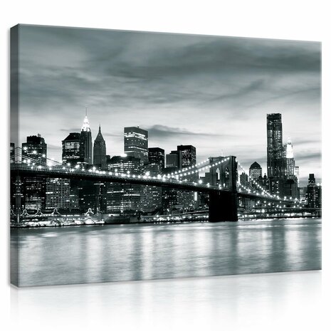 New York City and Brooklyn Bridge Canvas Schilderij PP20079O1