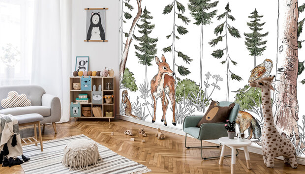 Dieren in het bos Fotobehang 14986
