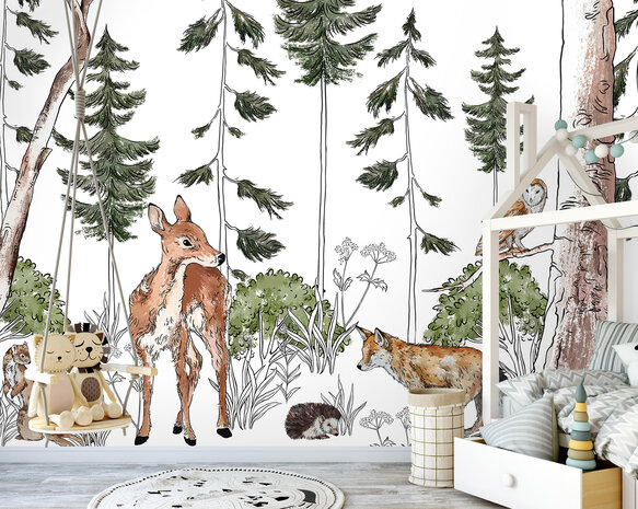 Dieren in het bos Fotobehang 14986