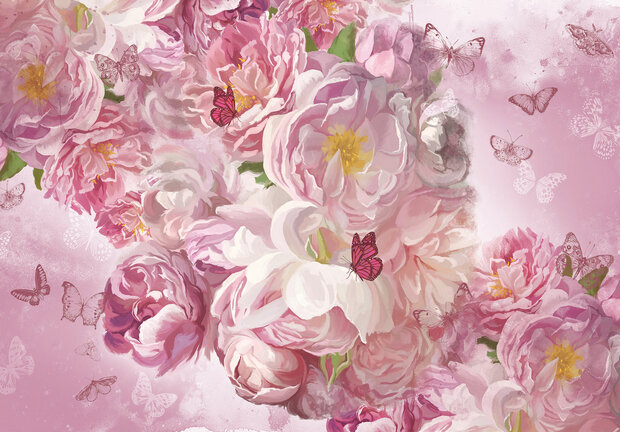 Roze Bloemen Fotobehang 15171