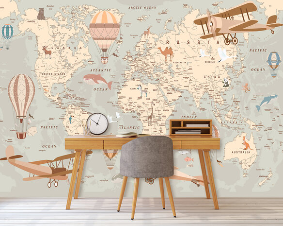 Vintage Wereldkaart Fotobehang 14038