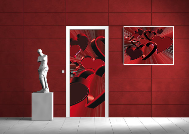 Red Hearts Art Abstract Door Mural Photo Wallpaper 277VET