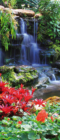 Waterfall in Colourful Jungle Door Mural Photo Wallpaper 166VET