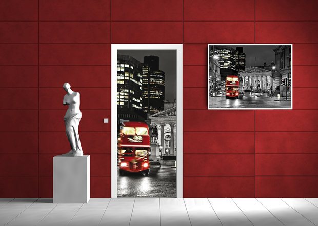 London and Red Double Decker Door Mural Photo Wallpaper 196VET
