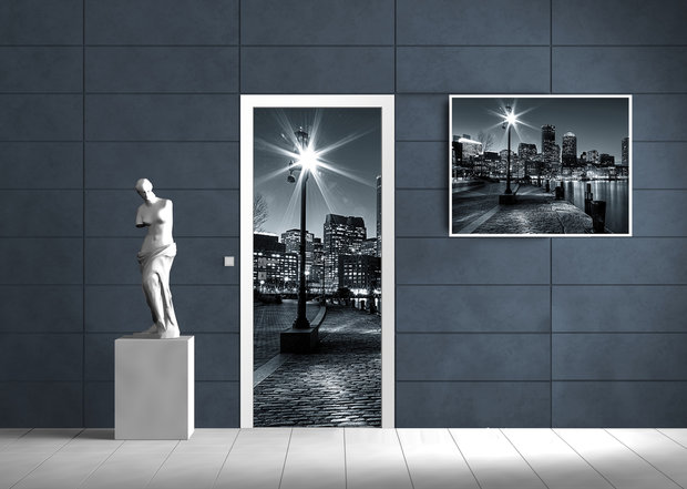 New York at Night Door Mural Photo Wallpaper 275VET