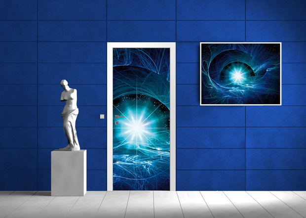 Blue Abstract Supernova Door Mural Photo Wallpaper 180VET