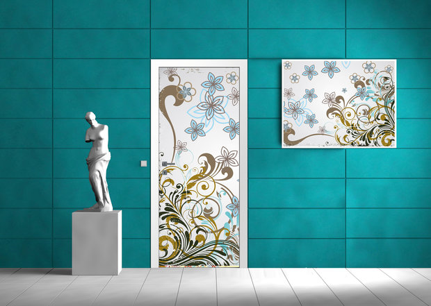 Floral Pattern Door Mural Photo Wallpaper 037VET