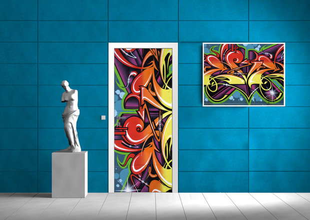 Colourful Graffiti Door Mural Photo Wallpaper 140VET