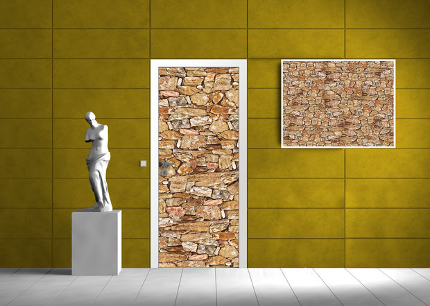 Stone Wall Rock Door Mural Photo Wallpaper 243VET