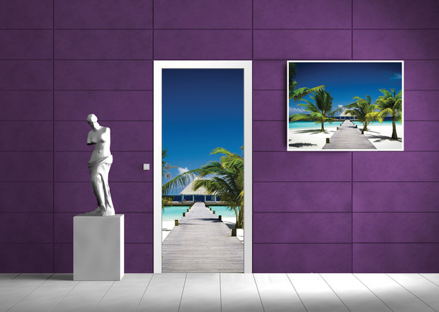 Ocean House and Beach Door Mural Photo Wallpaper 891VET