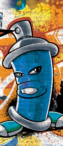 Blue Graffiti Spray Paint Can  Door Mural Photo Wallpaper 1398VET