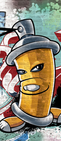 Yellow Graffiti Spray Paint Can Door Mural Photo Wallpaper 1397VET