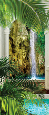 Waterfall Pillars View Door Mural Photo Wallpaper 1530VET