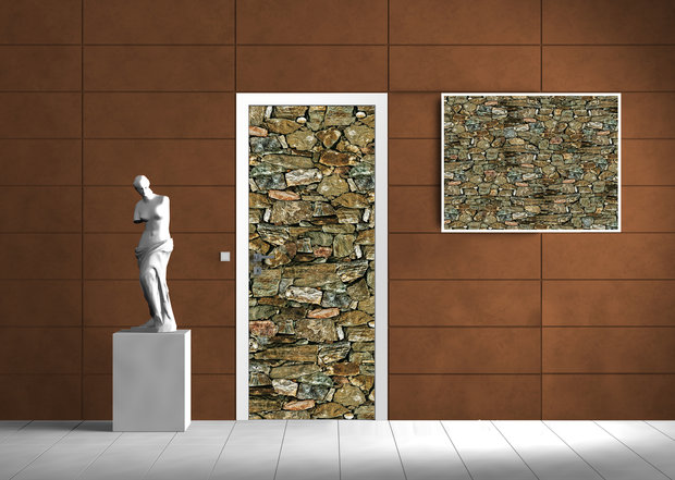 Stone Wall Rock Door Mural Photo Wallpaper 245VET