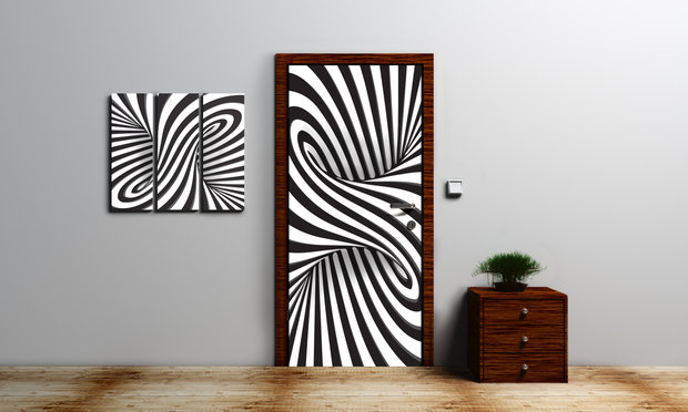 White and Black 3D Swirl Door Mural Photo Wallpaper 2258VET