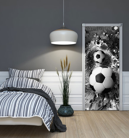 Footballs in 3D Puzzle Tunnel Door Mural Photo Wallpaper 3382VET