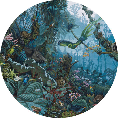 KEK Wallpaper Circle Tropical landscape blue CK-021 (Free Glue Included!)