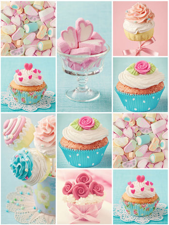Colourful Cupcakes and Marshmallows Photo Wall Mural 10447VEA