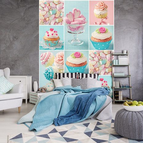 Colourful Cupcakes and Marshmallows Photo Wall Mural 10447VEA