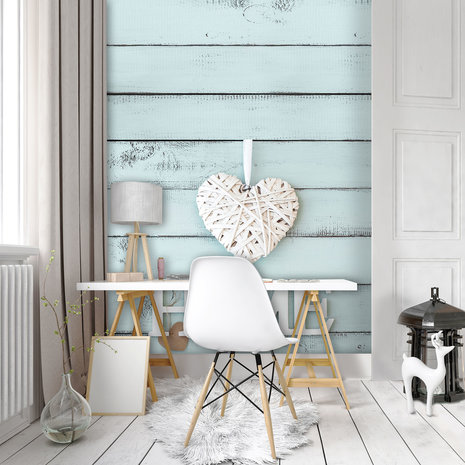 Heart on Wood Planks Photo Wall Mural 10686VEA