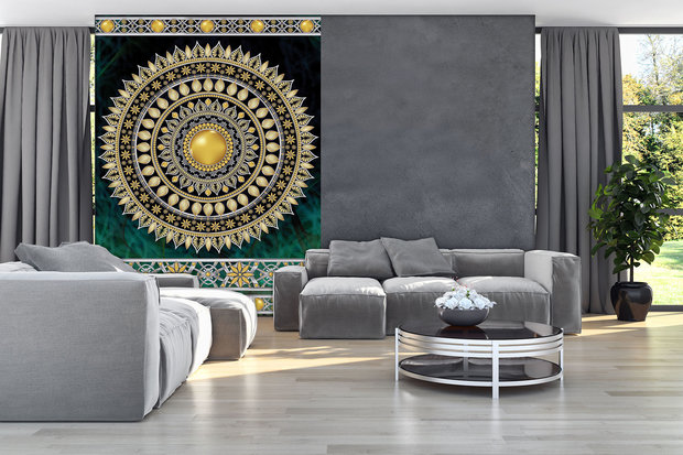 Golden Mandala in Emerald Photo Wall Mural 10121VEA