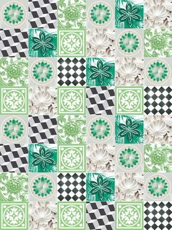 Green Tiles Mosaic Photo Wall Mural 10706VEA