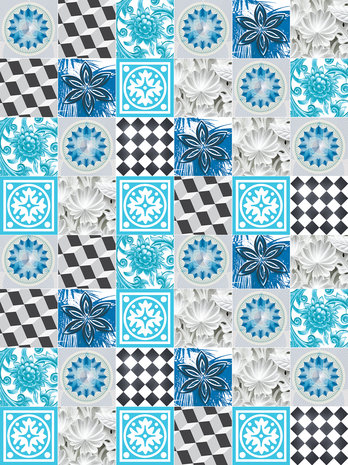 Blue Tiles Mosaic Photo Wall Mural 10707VEA