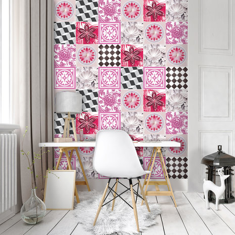 Pink Tiles Mosaic Photo Wall Mural 10709VEA