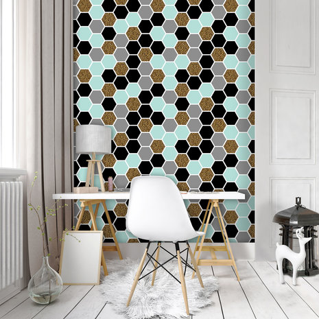 Hexagon Mosaic Photo Wall Mural 10730VEA