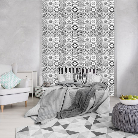 Black and White Tiles Photo Wall Mural 10854VEA
