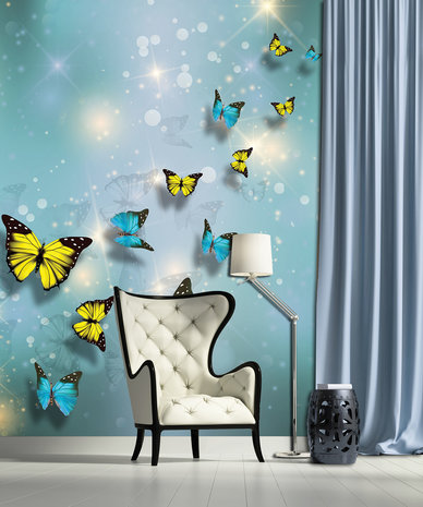 Yellow and Blue Butterflies Photo Wall Mural 10225VEA