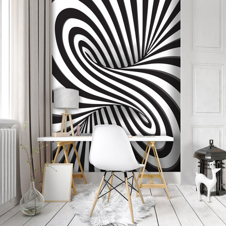 3D Black and White Swirl Photo Wall Mural 10204VEA