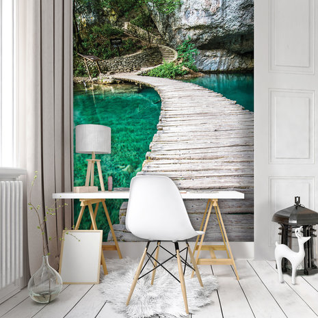 Bridge on a Turquoise Pond Photo Wall Mural 10220VEA