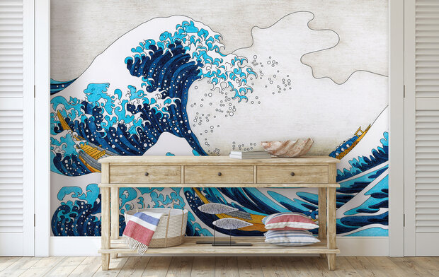 De Grote Golf bij Kanagawa Fotobehang 15092