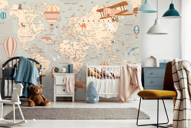 Vintage Wereldkaart Fotobehang 14038